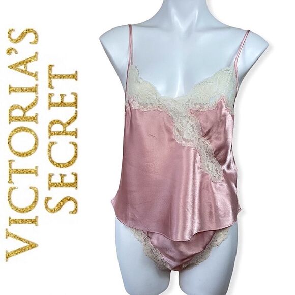 Victoria’s Secret Vintage 80s 90 Gold Label Satin Silky Cami Panty Set S M Retro - Picture 4 of 16
